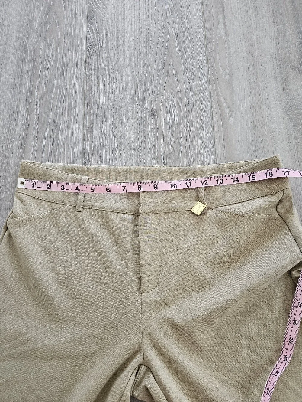 Michael Kors Camel Beige Stretch Ankle Trousers Workwear Pants Size 12 Hemmed
